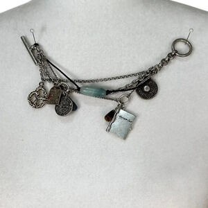 KENNETH COLE New York Silver Tone Toggle Charm Bracelet